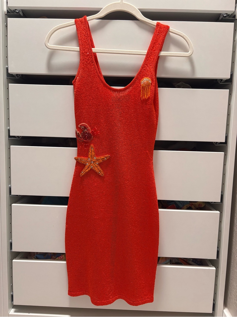 White Fox Boutique Red Embellished Mini Tank Dress